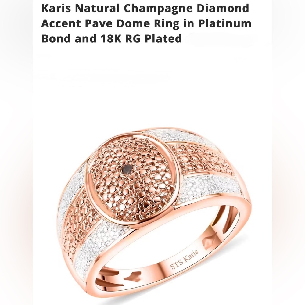 Aris Champagne Diamond Accent Ring in Rose Gold and Silver